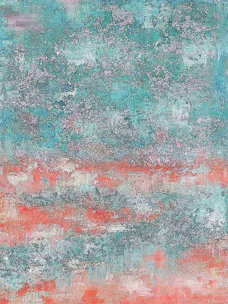 Abstract art in turquoise and coral